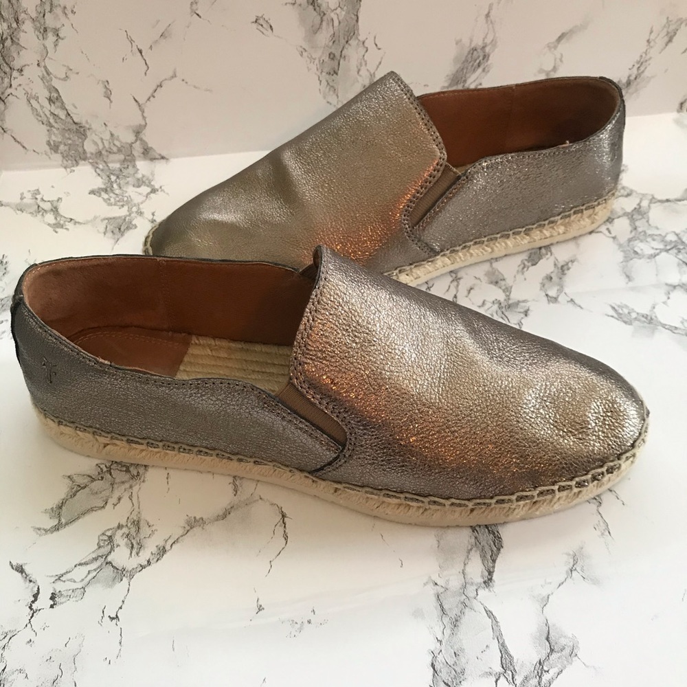 Frye Isbel Espadrilles metallic leather 9 bronze flat comfort - Picture 4 of 10